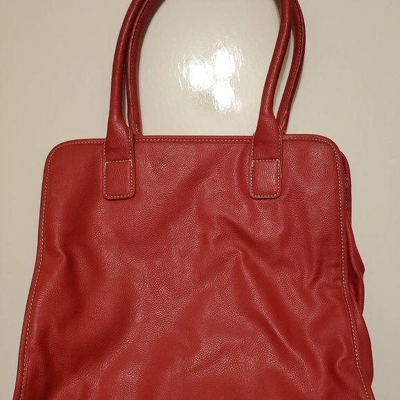Nine West Red Leather Satchel purse - Picture 3 of 5